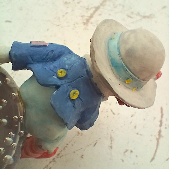 VTG Simson Clown Blue Bird Porcelain & Bubble Glass Paperweight Whimsical Decor - Picture 7 of 9